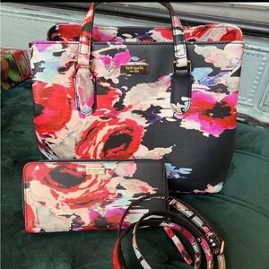 Kate Spade Multicolor Floral Tote and Wallet Set